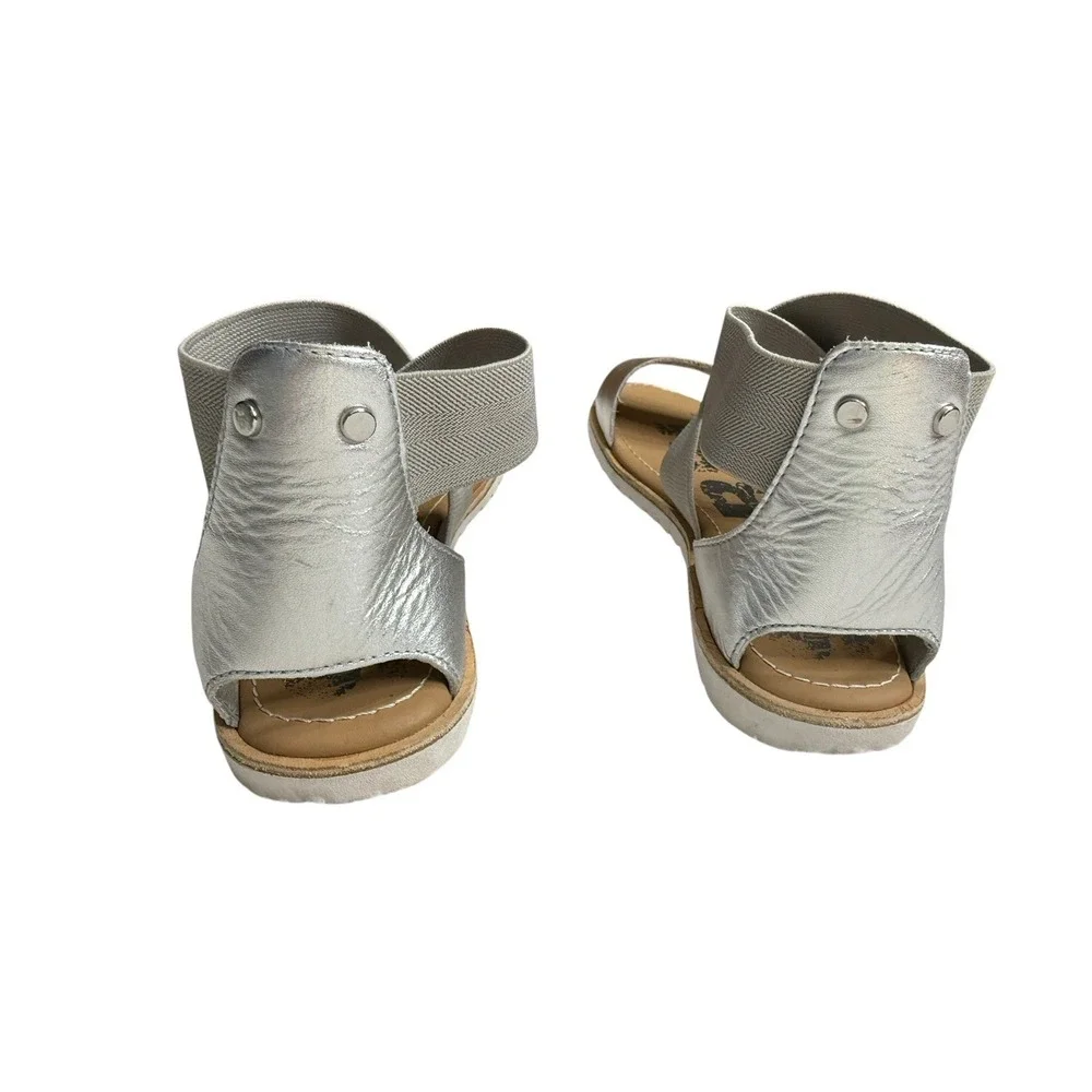 Sorel Ella II Cross Strap Sandals Silver Tan Flats Gladiator‎ Women's Size 6.5